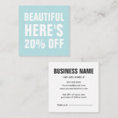 Pastel blauw minimalistische trendus eenvoudig kortingskaartje (Voorkant / Achterkant)