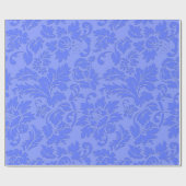 Pastel Blauw Monochromatische  Bloemen Damasks Cadeaupapier (Vlak)