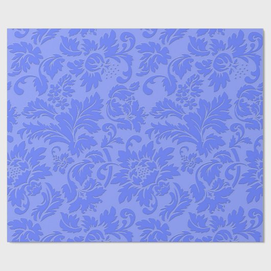 Pastel Blauw Monochromatische  Bloemen Damasks Cadeaupapier (Vlak)
