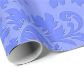 Pastel Blauw Monochromatische  Bloemen Damasks Cadeaupapier (Rol Hoek)