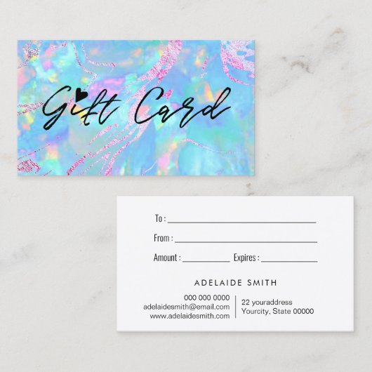 Pastel Blauw Opal Textuur Cadeaubon Visitekaartje (Voorkant / Achterkant)