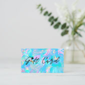 Pastel Blauw Opal Textuur Cadeaubon Visitekaartje (Staand voorkant)