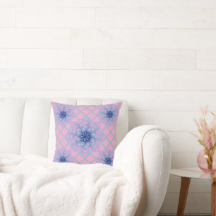 Pastel Blauw Paarse Bloem Motief Esthetische Naadl Kussen