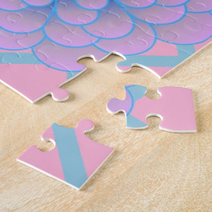 Pastel Blauw Paarse Bloemmotief Esthetische Naadlo Legpuzzel