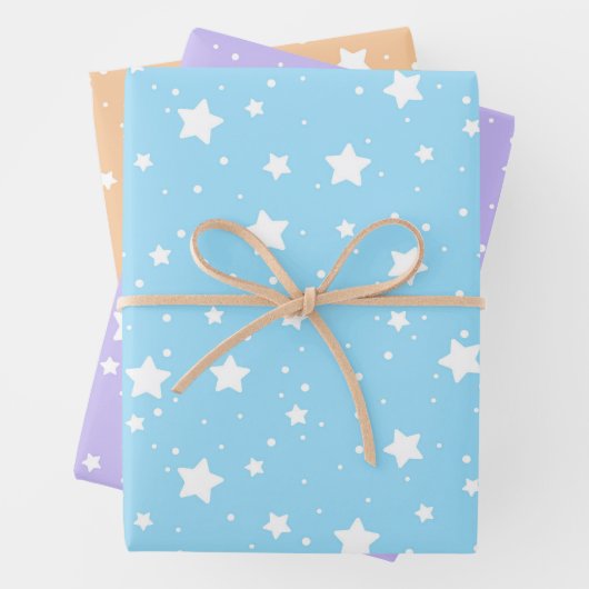 Pastel blauw & Paarse kerst inpakpapier (In situ)