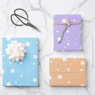 Pastel blauw & Paarse kerst inpakpapier Vel