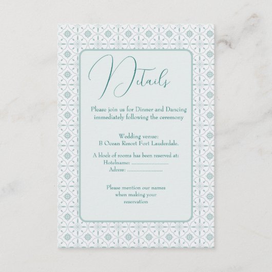 Pastel blauw patroon bruiloft behuizing kaart (Voorkant)