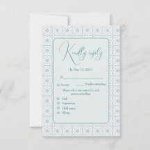 Pastel. blauw patroon bruiloft Responce Kaart