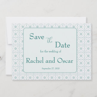 Pastel blauw patroon bruiloft save the date