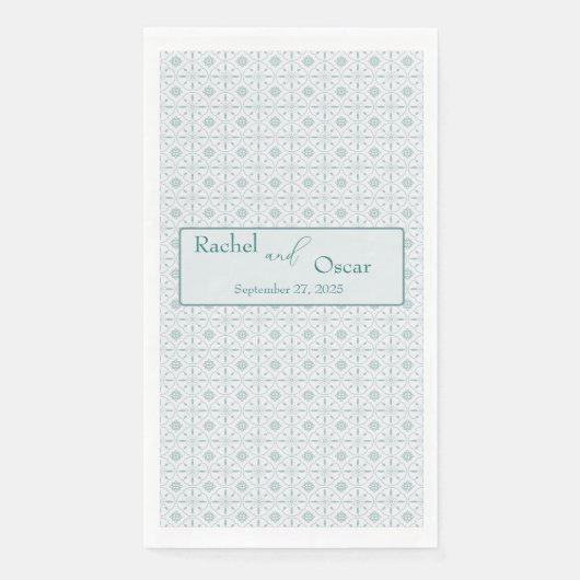 Pastel blauw patroon bruiloft servet (Voorkant)