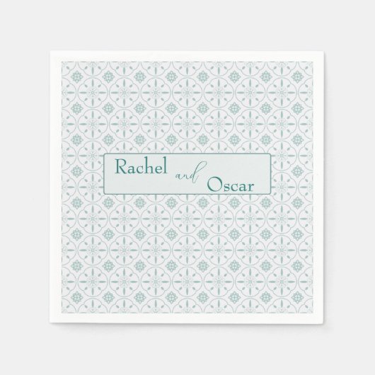 Pastel blauw patroon bruiloft servet (Voorkant)