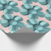 Pastel Blauw Retro Daisy MOD Bloem Bruiloft Roze Cadeaupapier (Hoek)