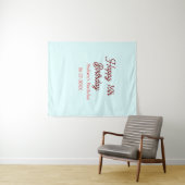 Pastel blauw rood gelukkige 16e verjaardag naam da wandkleed (In Situ (horizontaal))