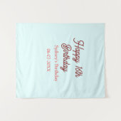 Pastel blauw rood gelukkige 16e verjaardag naam da wandkleed (Voorkant (horizontaal))