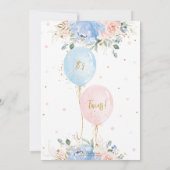 Pastel Blauw Roze Bloemen Ballonnen Twins Baby sho Kaart (Achterkant)