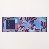 Pastel Blauw Roze Bloemen Bladeren Glitter Monogra Yogamat (Voorkant (horizontaal))