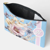 Pastel Blauw & Roze Bloemen Monogram Etui (Open)