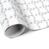 Pastel blauw roze bloemenraster  cadeaupapier (Rol Hoek)