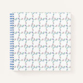 Pastel blauw roze bloemraster notitieboek (Voorkant)