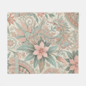 Pastel Blauw Roze Boho Bloemen Batik Waterverf Fleece Deken (Voorkant (Horizontaal))