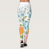 Pastel Blauw Roze & Geel Bloemen Design Leggings (Achterkant)