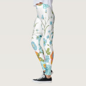 Pastel Blauw Roze & Geel Bloemen Design Leggings (Links)