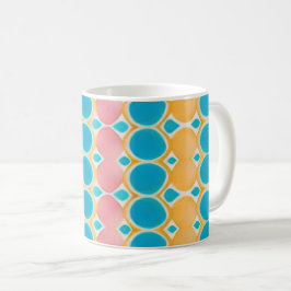 Pastel Blauw, Roze & Gele Cirkels Koffiemok
