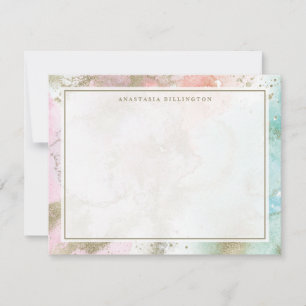 Pastel Blauw Roze Goud Abstract Stardust Notitiekaartje