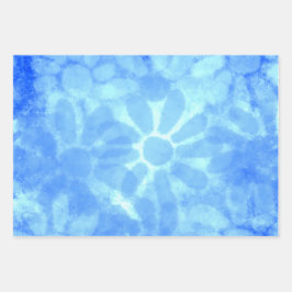 Pastel Blauw Roze Groen Stropdas-Dye Flowers Decou Inpakpapier Vel