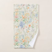 Pastel Blauw Roze Groene Waterverf Wildflowers Bad Handdoek