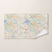 Pastel Blauw Roze Groene Waterverf Wildflowers Bad Handdoek (Handdoek)
