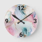 PASTEL BLAUW ROZE MARMER GEÏNSPIREERDE WANDKLOK (Voorkant)