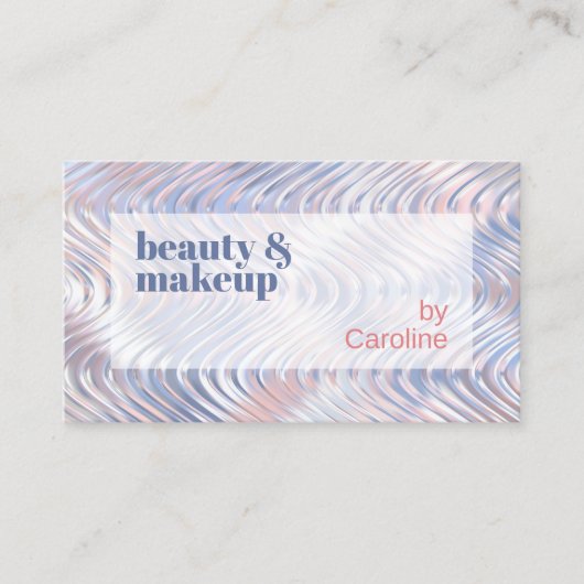 Pastel Blauw Roze Metallic Marmer Waves Art Patroo Visitekaartje (Voorkant)