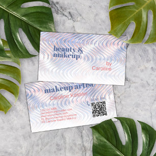 Pastel Blauw Roze Metallic Marmer Waves Art Patroo Visitekaartje