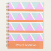 Pastel Blauw Roze Oranje Geometrische Kunst Aangep Planner (Voorkant)