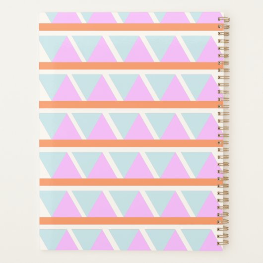 Pastel Blauw Roze Oranje Geometrische Kunst Aangep Planner (Achterkant)
