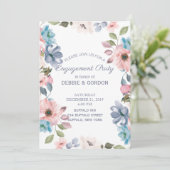 Pastel Blauw Roze Paarse Bloem Bruiloft Verloving Kaart (Staand voorkant)