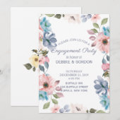 Pastel Blauw Roze Paarse Bloem Bruiloft Verloving Kaart (Voorkant / Achterkant)