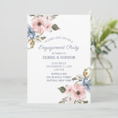 Pastel Blauw Roze Paarse Bloem Bruiloft Verloving Kaart (Staand voorkant)