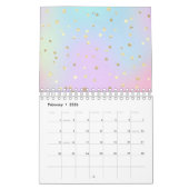 Pastel Blauw Roze Paarse kleine, heldere, gouden S Kalender (Feb 2026)