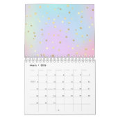 Pastel Blauw Roze Paarse kleine, heldere, gouden S Kalender (Mar 2026)