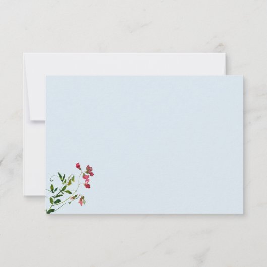 Pastel blauw roze rood groen bloemen bruidsmeisje kaart (Achterkant)