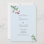 Pastel blauw roze rood groen bloemen Bruiloft Kaart (Voorkant)