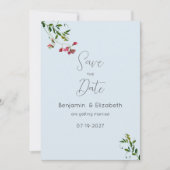 Pastel blauw roze rood groene bloemen Save the Dat Kaart (Voorkant)
