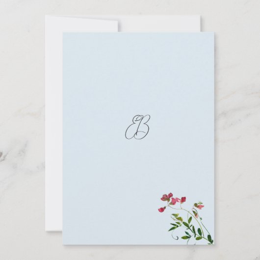 Pastel blauw roze rood groene bloemen Tafelnummers (Achterkant)