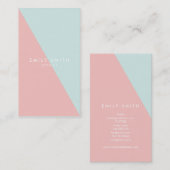 Pastel Blauw Roze Sociale Media Kleurenblok Diagon Visitekaartje (Voorkant / Achterkant)
