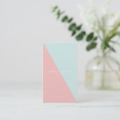Pastel Blauw Roze Sociale Media Kleurenblok Diagon Visitekaartje (Staand voorkant)