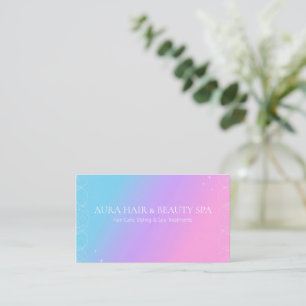 Pastel blauw roze spiraal draadraamwerk glans visitekaartje
