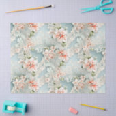 Pastel Blauw & Roze Victoriaans Bloemen & Kant Tissuepapier (Craft)