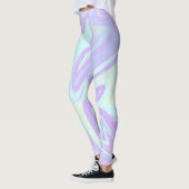 Pastel Blauw Roze Vloeibaar marmer Leggings (Links)